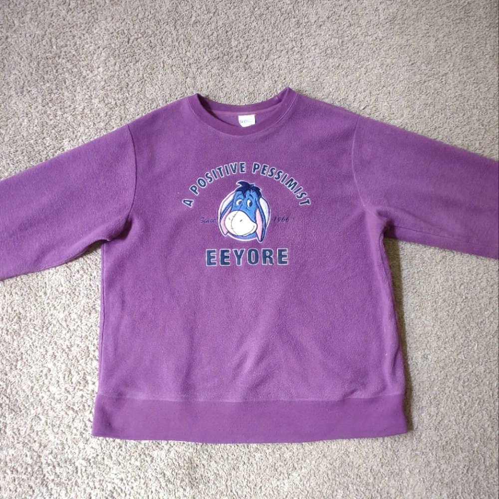 Vintage 90's Disney Purple - PESSIMIST EEYORE Plush Fleece Sweatshirt Womens M